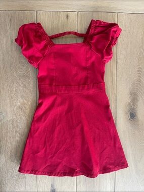 Target Little Girls Red Puff-Sleeve Square Neck Dress
